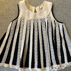 Anthropologie Cream & Black Top